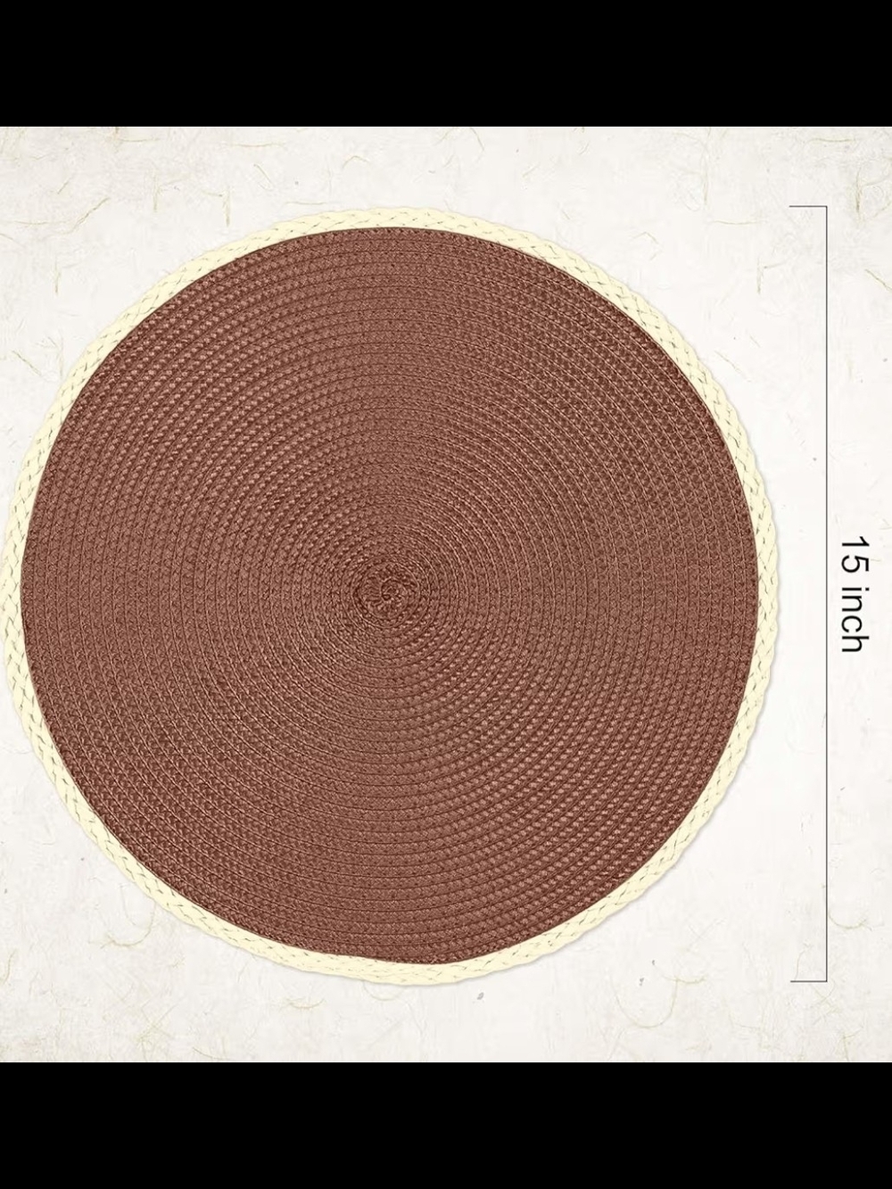 Round Woven Placemat Set in Rust and Cream - Picture 6 of 8